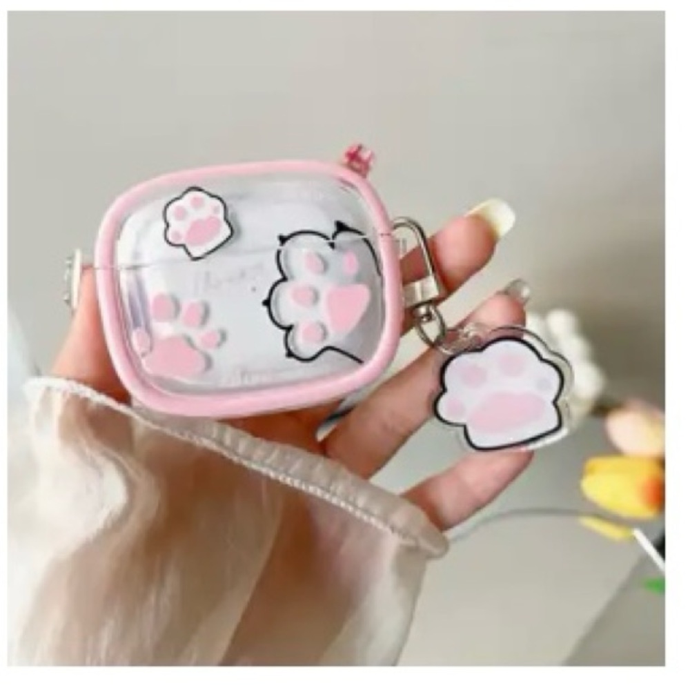 Cute Pink Paw Print Clear AirPods 3 Case